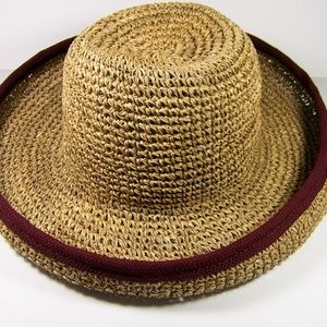 @ Woven Hat Foldable by Kathy Jeane Maroon Trim